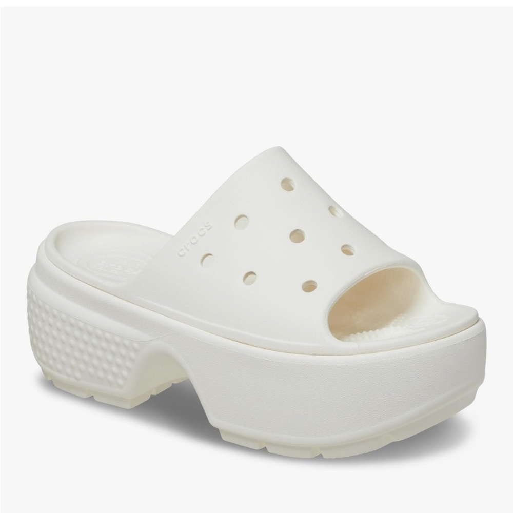 Crocs Stomp Wedge Slides– Round Toe Design Chalk Women's 7